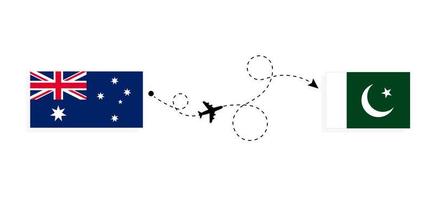 Flight and travel from Australia to Pakistan by passenger airplane Travel concept vector