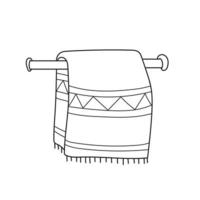 Simple coloring page. Towel, hanging on a towel holder coloring book page vector