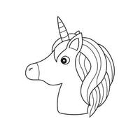 Simple coloring page. Unicorn. Magical animal. Vector artwork. Black and white