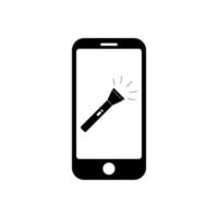 Phone with flat flashlight icon symbol for app and web vector