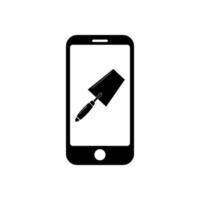 Phone with flat trowel icon symbol for app and web vector