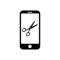 Phone with flat scissors icon symbol for app and web vector