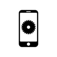 Phone with circular saw icon symbol for app and web vector