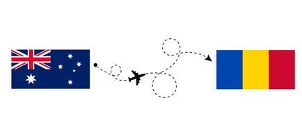 vuelo y viaje desde australia a moldavia en avión de pasajeros concepto de viaje vector