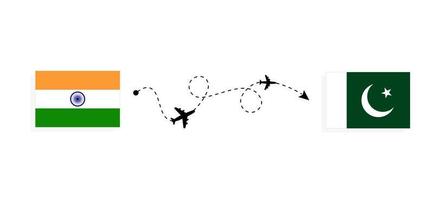 Flight and travel from India to Pakistan by passenger airplane Travel concept vector