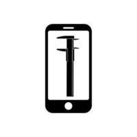 Phone with calipers tool icon symbol for app and web vector