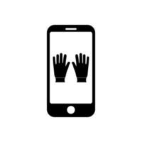 teléfono con símbolo de icono de manos o guantes para aplicación y web vector