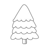 Simple coloring page. Cartoon vector outline illustration fir tree