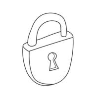Simple coloring page. Metal Lock to be colored, the coloring book for kids vector
