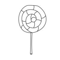 Simple coloring page. Line art black and white lollipop. Coloring book for kids vector