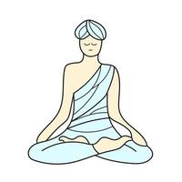 Simple cartoon icon. Cartoon yogi man meditating vector