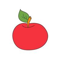 Simple cartoon icon. Red Apple vector