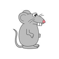 Simple cartoon icon. Vector illustration of a cute rat, mouse