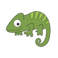 Simple cartoon icon. Cute exotic cartoon animal chameleon on white background vector