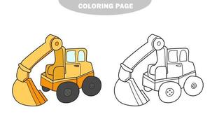 simple página para colorear. excavadora para colorear. libro para colorear para educar a los niños vector