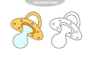 Simple coloring page. Pacifier for baby coloring book. Worksheet. Game for kids vector