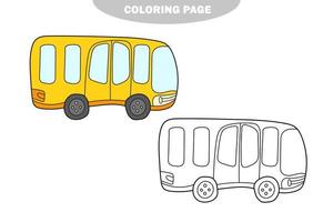 simple página para colorear. dibujos animados divertidos de autobús. vehículo contorneado con trazo negro vector