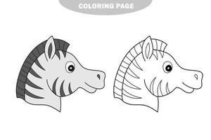 Simple coloring page. Coloring book for kids - zebra layout for game vector