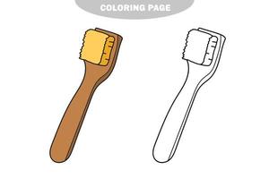 Simple coloring page. Hand drawn wooden brush. Vector for coloring book.