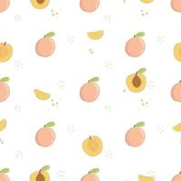 pink peach seamless pattern. fresh fruit background. Apricot endless background, texture. Fruits backdrop vector