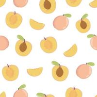 pink peach seamless pattern. fresh fruit background. Apricot endless background, texture. Fruits backdrop vector