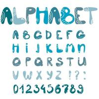 simple cute alphabet font. Uppercase doodle Letters, abc vector