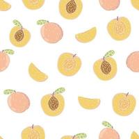 pink peach seamless pattern. fresh fruit background. Apricot endless background, texture. Fruits backdrop vector