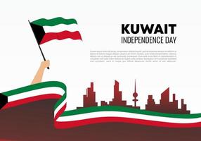 Día de la Independencia de Kuwait para la celebración nacional el 25 de febrero. vector