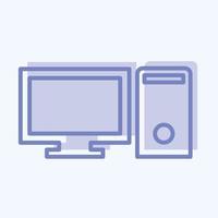 Icon Computer - Two Tone Style,Simple illustration,Editable stroke vector