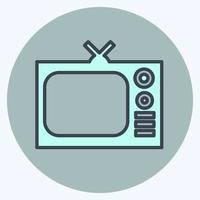 Icon TV - Color Mate Style,Simple illustration,Editable stroke vector