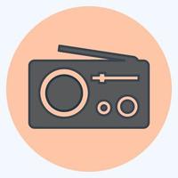 icono de radio: estilo de color mate, ilustración simple, trazo editable vector