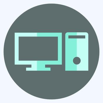 Icon Computer - Color Mate Style,Simple illustration,Editable stroke vector