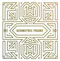 Vector monogram design elements in trendy vintage and mono line style with space for text - abstract golden geometric frame, packaging template luxury products.