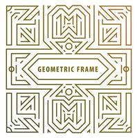 Vector monogram design elements in trendy vintage and mono line style with space for text - abstract golden geometric frame, packaging template luxury products.