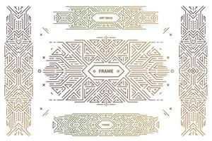 Vector set of abstract geometric design elements, Luxury Vintage Artdeco decorations, covers, frames. Linear style monogram geometric banners
