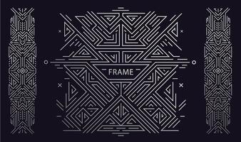 Vector set of art deco frames, adges, abstract geometric design templates for luxury products. Linear ornament compositions, vintage. Use for packaging, branding, decoration, etc.