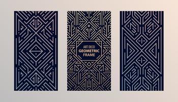 Vector set of monogram design in trendy vintage and mono line style with space for text - abstract geometric frames, luxury packaging templates. Use for ad, poster, card, cover, stories