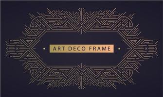 vector art deco frame, plantilla de diseño geométrico abstracto para productos de lujo. fondo dorado geométrico. composición de adorno lineal, vintage. uso para embalaje, marca, decoración