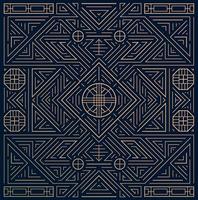 Vector linear Korean, Chinese decoration frame, square background, pattern, ornament. Traditional asian decoration banner