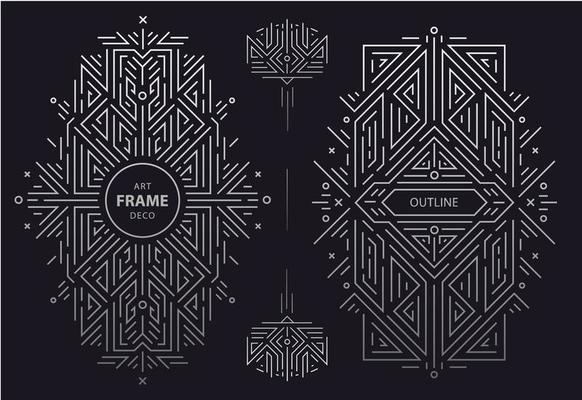 Set of vector Art deco golden borders, frame. Creative templates in style of 1920s. Trendy cover, graphic poster, gatsby brochure, design, packaging and branding. Geometric shapes, ornaments
