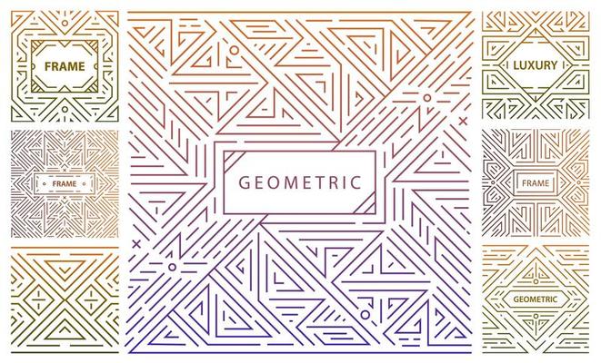 Vector set of abstract geometric design elements, Luxury Vintage Artdeco decorations, covers, frames. Linear style monogram geometric banners