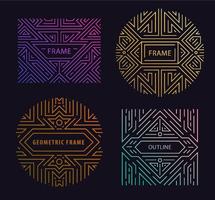 Vector monogram design elements in trendy vintage and mono line style with space for text - abstract golden geometric frames