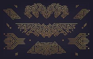 Vector set of abstract geometric design elements, Luxury Vintage Artdeco decorations, dividers.