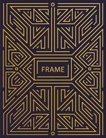 Vector monogram design elements in trendy vintage and mono line style with space for text - abstract golden geometric frame, packaging template for luxury products.