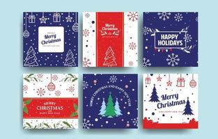 Christmas card template collection vector
