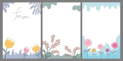 set of flower backgrounds Design with a variety of doodle styles vector