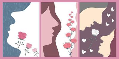 woman and flower pattern background Designed with doodle style vector