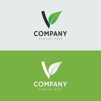 Natural V Letter Logo With Leaf Shape vector