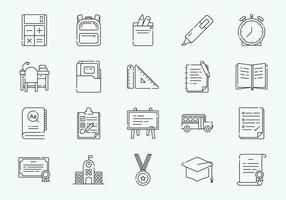 iconos de educación en estilo de contorno fino vector