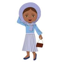 Fashionable African American Girl in Dress with Hijab vector